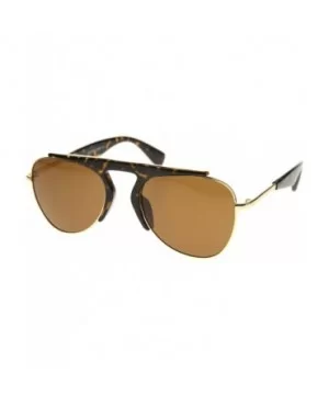 Modern Oversize Semi-Rimless Frame Teardrop Lens Aviator Sunglasses 57mm - Tortoise-gold / Brown - CT12I21RG25 $8.14 Rimless