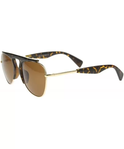 Modern Oversize Semi-Rimless Frame Teardrop Lens Aviator Sunglasses 57mm - Tortoise-gold / Brown - CT12I21RG25 $8.14 Rimless