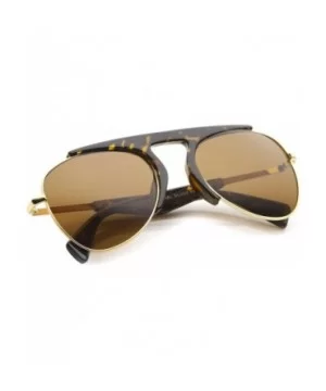 Modern Oversize Semi-Rimless Frame Teardrop Lens Aviator Sunglasses 57mm - Tortoise-gold / Brown - CT12I21RG25 $8.14 Rimless