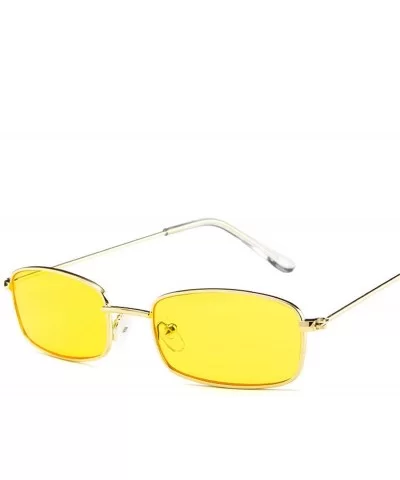 2018 Small Rectangle Retro Sunglasses Men Red Metal Frame Clear Lens Sun Glasses Women Unisex UV400 - C7 - CE197Y7ICYI $15.04...