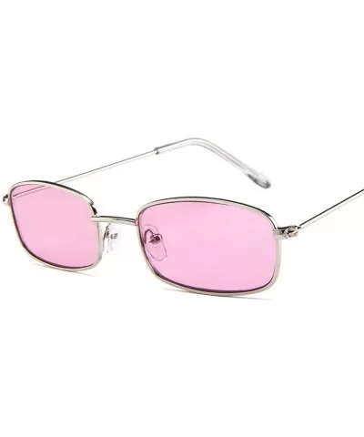 2018 Small Rectangle Retro Sunglasses Men Red Metal Frame Clear Lens Sun Glasses Women Unisex UV400 - C7 - CE197Y7ICYI $15.04...