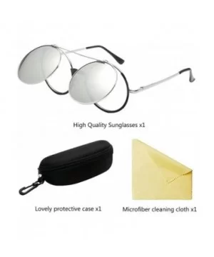 Mens Womens Sunglasses Retro Round Flip Cover Star Glasses UV Protection - Silver - CS18G848634 $6.27 Wayfarer