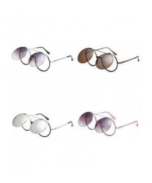 Mens Womens Sunglasses Retro Round Flip Cover Star Glasses UV Protection - Silver - CS18G848634 $6.27 Wayfarer