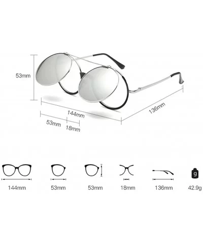 Mens Womens Sunglasses Retro Round Flip Cover Star Glasses UV Protection - Silver - CS18G848634 $6.27 Wayfarer