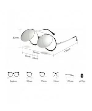 Mens Womens Sunglasses Retro Round Flip Cover Star Glasses UV Protection - Silver - CS18G848634 $6.27 Wayfarer