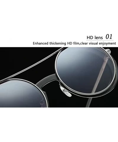 Mens Womens Sunglasses Retro Round Flip Cover Star Glasses UV Protection - Silver - CS18G848634 $6.27 Wayfarer