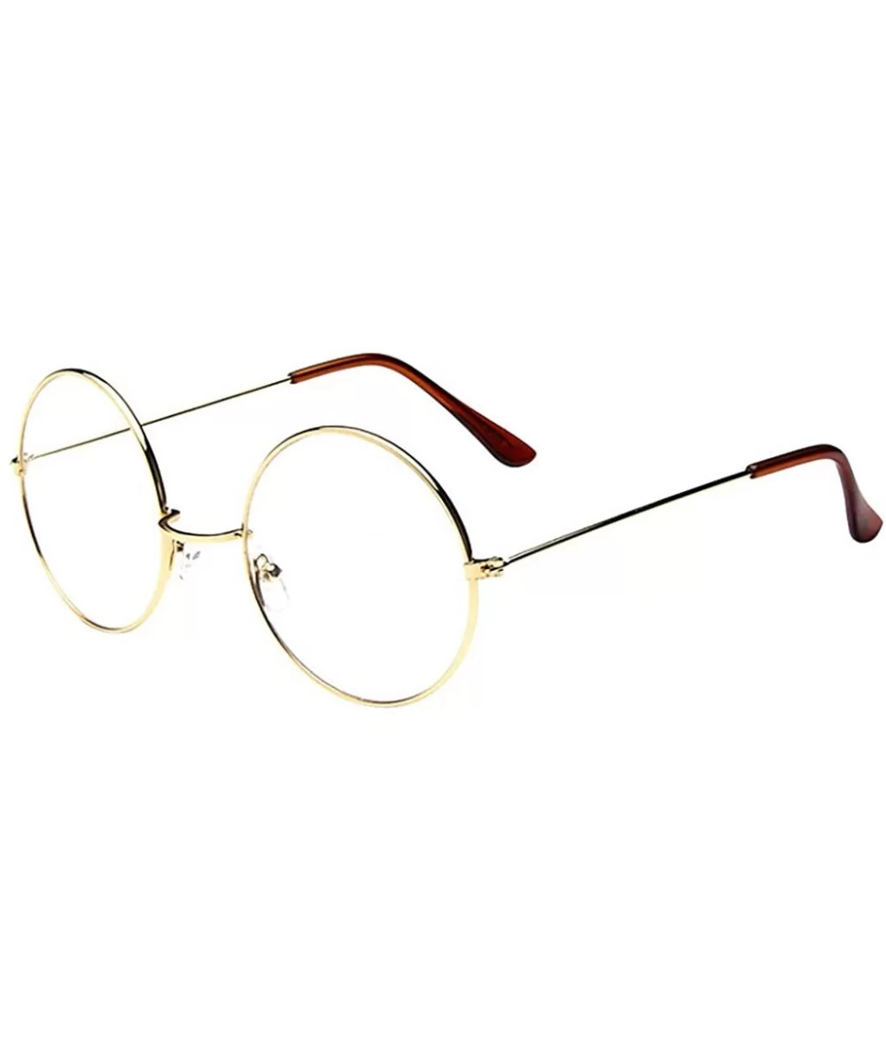 Light Blocking Glasses Fashion Oval Clear Lens Glasses Vintage Nerd Metal Glasses Frame - Gold - CH18SAKS6TT $7.55 Sport