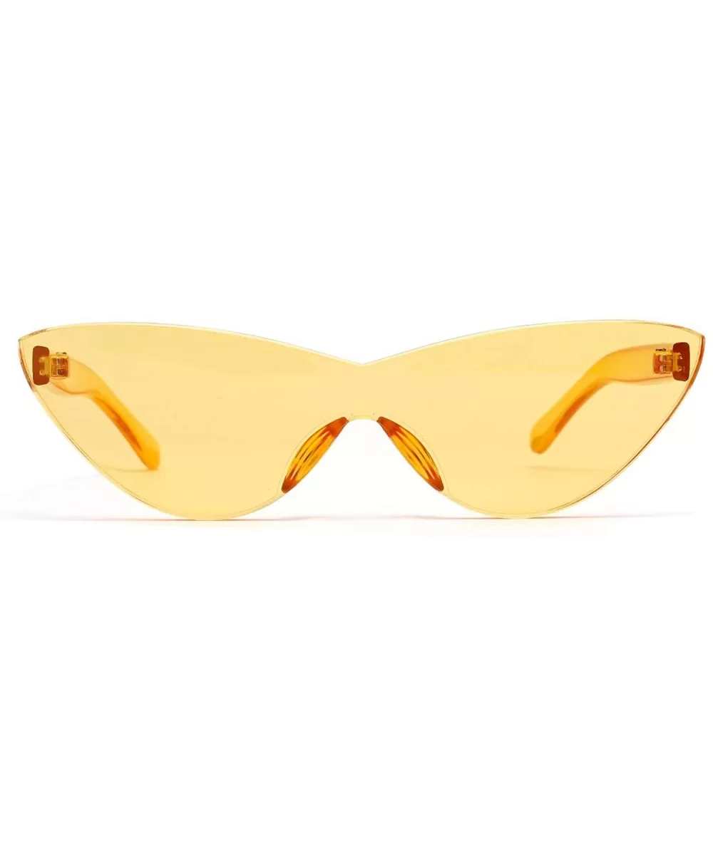 Fashion Frameless Sunglasses Vintage glasses - Yellow - CY18SSOEHQQ $10.14 Rectangular