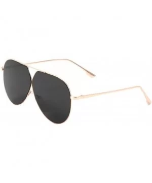 Flat Thin Metal Frame Triangular Bridge Round Aviator Sunglasses - Black Gold - C2197QOOCID $8.56 Round