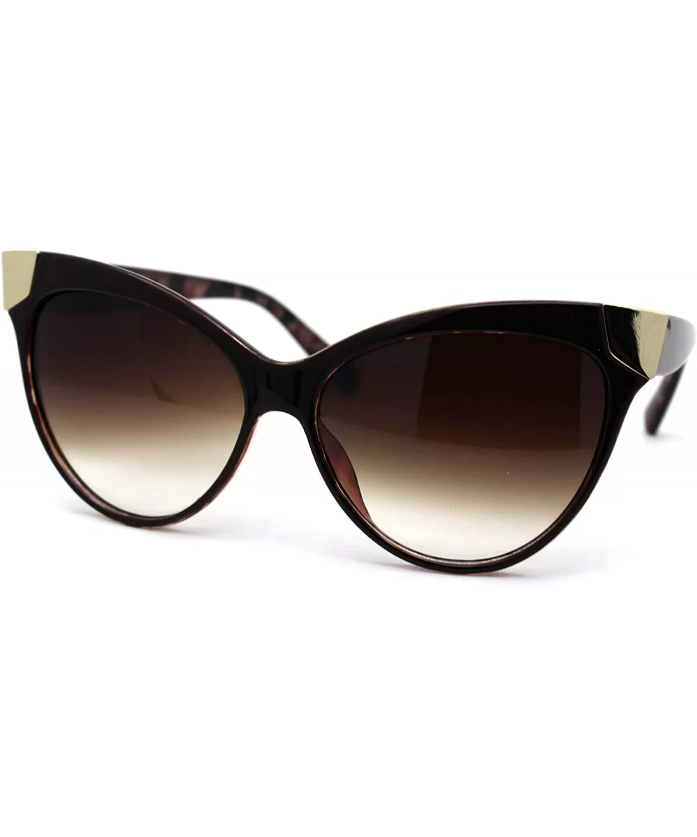 Womens Diva Metal Devil Horn Tip Cat Eye Designer Sunglasses - Brown - C012EA42VWR $5.92 Cat Eye