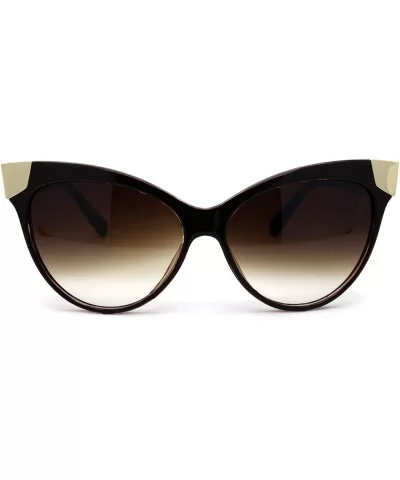 Womens Diva Metal Devil Horn Tip Cat Eye Designer Sunglasses - Brown - C012EA42VWR $5.92 Cat Eye