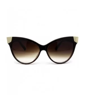 Womens Diva Metal Devil Horn Tip Cat Eye Designer Sunglasses - Brown - C012EA42VWR $5.92 Cat Eye