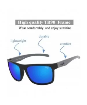 Polarized Sunglasses for Men Fishing Driving Running Mirrored Glasses UV400 Protectiont - Black/Grey+blue Lens - C318NELQUS6 ...