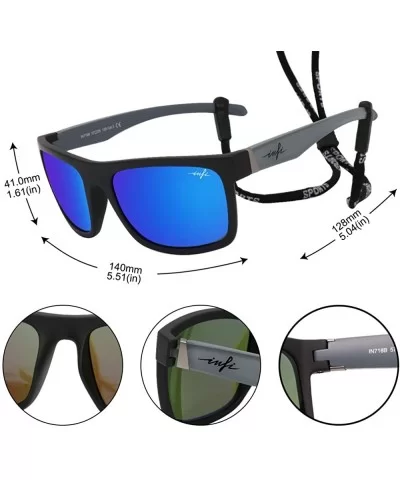 Polarized Sunglasses for Men Fishing Driving Running Mirrored Glasses UV400 Protectiont - Black/Grey+blue Lens - C318NELQUS6 ...