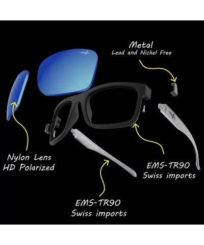 Polarized Sunglasses for Men Fishing Driving Running Mirrored Glasses UV400 Protectiont - Black/Grey+blue Lens - C318NELQUS6 ...