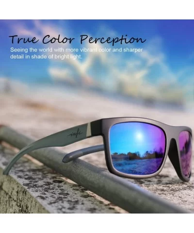 Polarized Sunglasses for Men Fishing Driving Running Mirrored Glasses UV400 Protectiont - Black/Grey+blue Lens - C318NELQUS6 ...