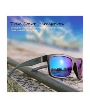 Polarized Sunglasses for Men Fishing Driving Running Mirrored Glasses UV400 Protectiont - Black/Grey+blue Lens - C318NELQUS6 ...