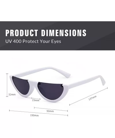 Semi Rimeless Sunglasses Half Round Vintage Retro Clout Goggles - White - CV188HMS249 $6.89 Semi-rimless