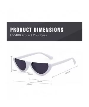 Semi Rimeless Sunglasses Half Round Vintage Retro Clout Goggles - White - CV188HMS249 $6.89 Semi-rimless