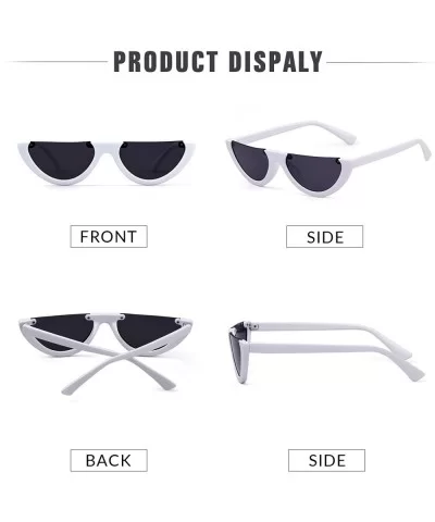 Semi Rimeless Sunglasses Half Round Vintage Retro Clout Goggles - White - CV188HMS249 $6.89 Semi-rimless