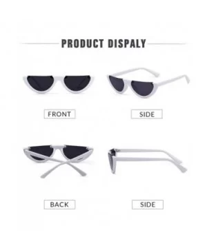 Semi Rimeless Sunglasses Half Round Vintage Retro Clout Goggles - White - CV188HMS249 $6.89 Semi-rimless