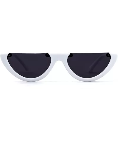 Semi Rimeless Sunglasses Half Round Vintage Retro Clout Goggles - White - CV188HMS249 $6.89 Semi-rimless