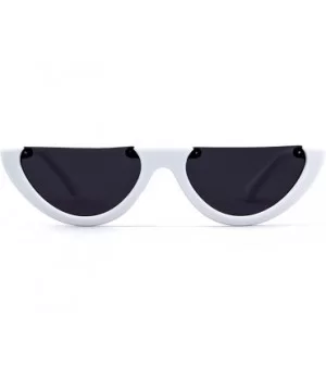 Semi Rimeless Sunglasses Half Round Vintage Retro Clout Goggles - White - CV188HMS249 $6.89 Semi-rimless