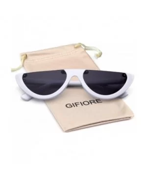 Semi Rimeless Sunglasses Half Round Vintage Retro Clout Goggles - White - CV188HMS249 $6.89 Semi-rimless