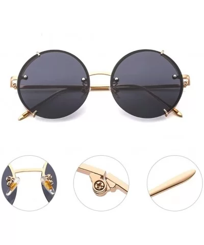 Steampunk Sunglasses Vintage Round Glasses Punk Gradient Goggle Shades Men UV400 - Black - CK18WS03K9S $28.72 Goggle