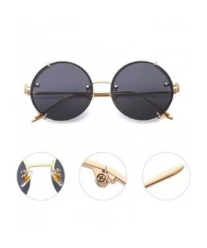 Steampunk Sunglasses Vintage Round Glasses Punk Gradient Goggle Shades Men UV400 - Black - CK18WS03K9S $28.72 Goggle