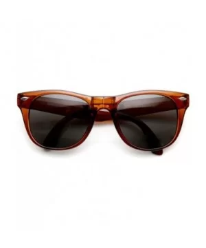 Colorful Translucent Pocket Compact Folding Horn Rimmed Sunglasses 54mm - Brown Smoke - C711O5F9J73 $8.21 Wayfarer