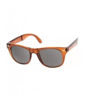 Colorful Translucent Pocket Compact Folding Horn Rimmed Sunglasses 54mm - Brown Smoke - C711O5F9J73 $8.21 Wayfarer