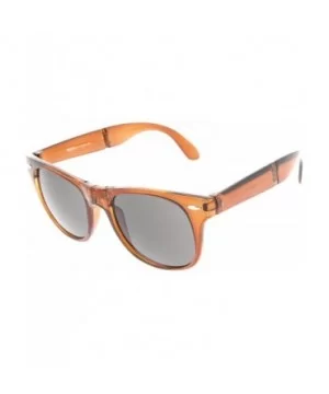 Colorful Translucent Pocket Compact Folding Horn Rimmed Sunglasses 54mm - Brown Smoke - C711O5F9J73 $8.21 Wayfarer