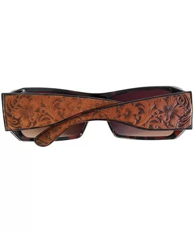 Ladies Sunglasses Rhinestones Vintage Floral Leather Tooling UV400 - Leopard Frame/Brown Lense - C2183R27C79 $24.67 Rectangular