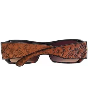 Ladies Sunglasses Rhinestones Vintage Floral Leather Tooling UV400 - Leopard Frame/Brown Lense - C2183R27C79 $24.67 Rectangular