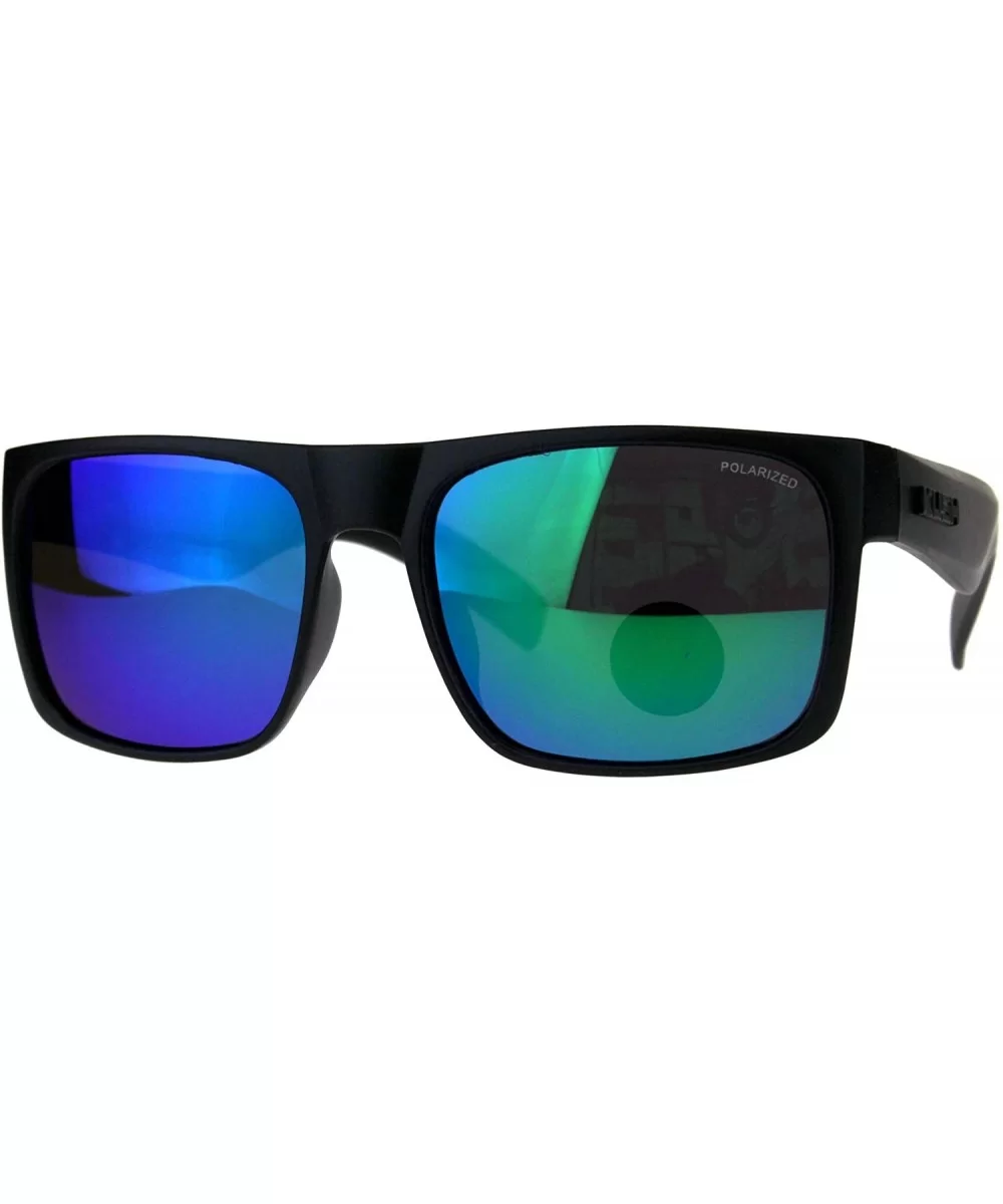 Polarized Lens Kush Sunglasses Mens Black Rectangular Frame Mirror Lens - Matte Black (Teal Mirror) - CL18L4XHW4S $9.73 Recta...