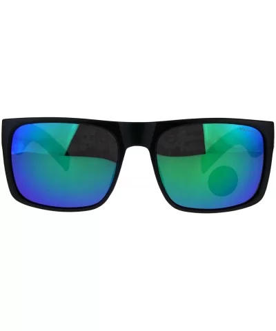 Polarized Lens Kush Sunglasses Mens Black Rectangular Frame Mirror Lens - Matte Black (Teal Mirror) - CL18L4XHW4S $9.73 Recta...