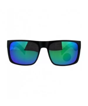 Polarized Lens Kush Sunglasses Mens Black Rectangular Frame Mirror Lens - Matte Black (Teal Mirror) - CL18L4XHW4S $9.73 Recta...