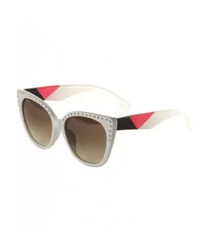 Rhinestone Retro Cat Eye Jaguar Print Sunglasses - White - C8197UTX5O2 $9.25 Cat Eye