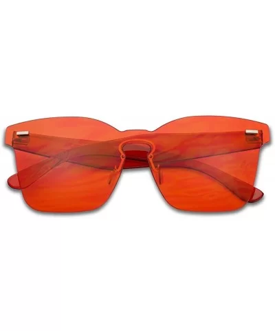 Colorful Bright Mono Block Frameless Bold Aesthetic One Piece PC Sunglasses - Red - CC184AN42KH $6.67 Rimless