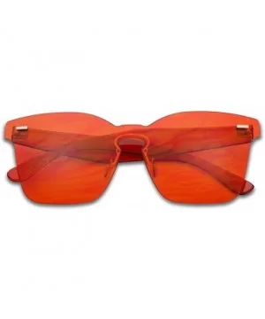 Colorful Bright Mono Block Frameless Bold Aesthetic One Piece PC Sunglasses - Red - CC184AN42KH $6.67 Rimless