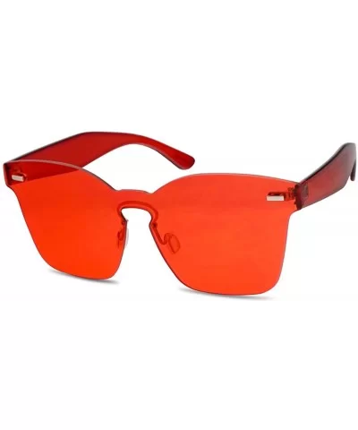 Colorful Bright Mono Block Frameless Bold Aesthetic One Piece PC Sunglasses - Red - CC184AN42KH $6.67 Rimless