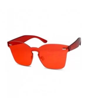 Colorful Bright Mono Block Frameless Bold Aesthetic One Piece PC Sunglasses - Red - CC184AN42KH $6.67 Rimless