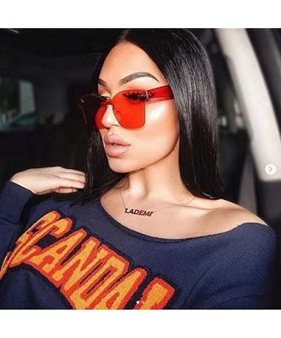 Colorful Bright Mono Block Frameless Bold Aesthetic One Piece PC Sunglasses - Red - CC184AN42KH $6.67 Rimless