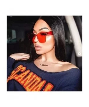 Colorful Bright Mono Block Frameless Bold Aesthetic One Piece PC Sunglasses - Red - CC184AN42KH $6.67 Rimless