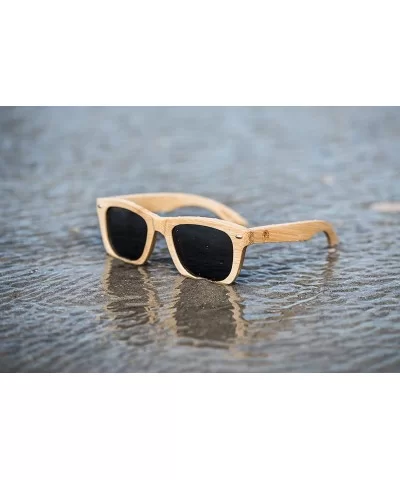 Real Solid Handmade Wooden Sunglasses for Men- Polarized Lenses with Gift Box - Bamboo - CI18S83WL36 $27.73 Rectangular