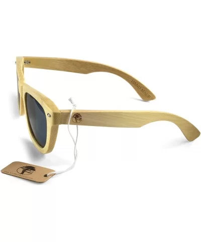 Real Solid Handmade Wooden Sunglasses for Men- Polarized Lenses with Gift Box - Bamboo - CI18S83WL36 $27.73 Rectangular