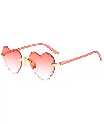 Fashion Men Women Sunglasses Outdoor Travel Beach Heart Shaped Frameless Eyewear - F - CQ190HQSYIS $6.81 Rimless