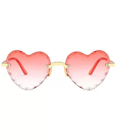 Fashion Men Women Sunglasses Outdoor Travel Beach Heart Shaped Frameless Eyewear - F - CQ190HQSYIS $6.81 Rimless