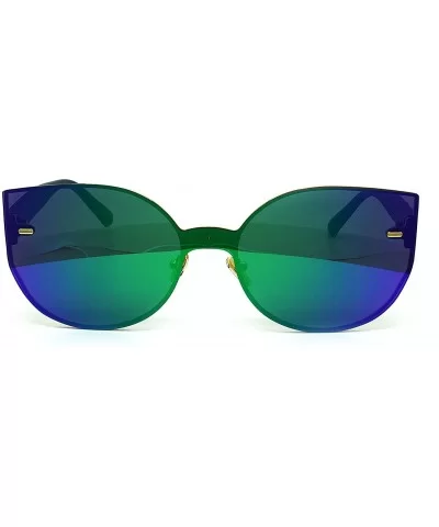 7076-1 Oversized XL One Piece Rimless Cateye Sunglasses - Turquoise - CP18R884339 $9.82 Rimless